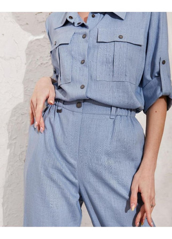 Голубая рубашка j.london женская лен рукав 3/4 накладные карманы 48 голубая J. London