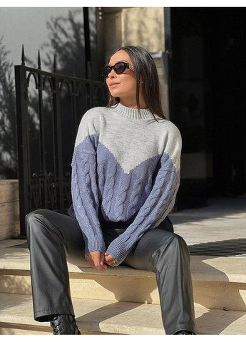 Синій демісезонний жіночий в’язаний светр джемпер No Brand