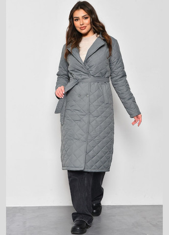 Оливкова демісезонна куртка жіноча демісезонна подовжена темно-оливкового кольору Let's Shop