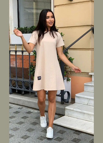 Бежевое летнее платье мини Fashion Girl