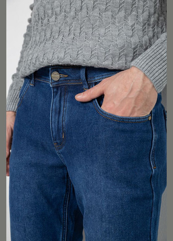 Синие демисезонные прямые джинсы мужские на флисе синие с потертостями размер 29 (sku_254r2402) Ager