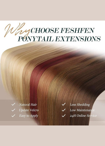 Накладной хвост FESHFEN 60 см каштановый, искусственные прямые коричневые волосы на клипсе, цвет 6/10H# шиньон No Brand (342113112)