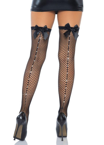 Leg Avenue Bow backseam thigh highs Black O/S No Brand (303887349)