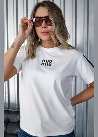 Базова футболка на кожен день з вишивкою «MIU MIU» No Brand - (331322010)