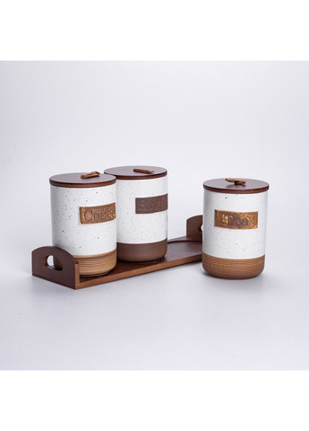 Набор фарфоровых банок для сыпучих 3 шт по 800 мл с крышками HP-26-1BE Yiwu (370802177)