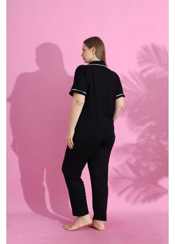 Черная всесезон пижама женская рубашка + брюки Style Point