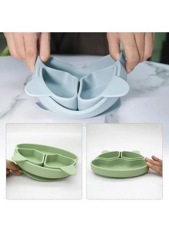 Набір силіконового дитячого посуду для прикорму на присосках темно рожевий+Силіконова пустушка ортодонтична колір Фуксія Cheeks (350315150)