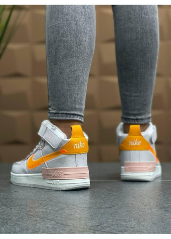 Сірі Зимовий кросівки чоловічі nike air force shadow grey yellow найк аір форс 1 преміум No Brand
