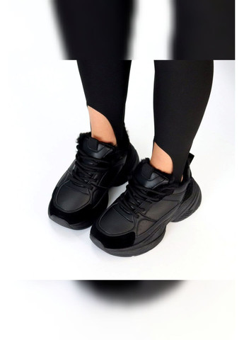 Чёрные женские кроссовки с мехом зимние тёплые Viki Кросівки чёрные зима (364193809)