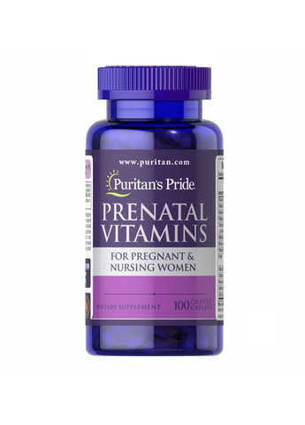 Витамины Prenatal Vitamins - 100 Caplets Puritans Pride (280899408)