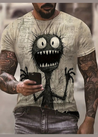 Бежевая мужская футболка страшко Яскраво