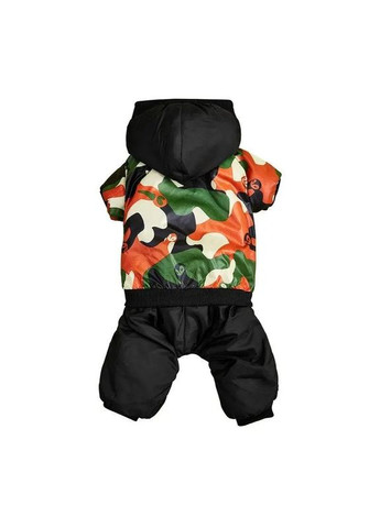 Зимний пуховой комбенизон с принтом комуфляж черно-оранжевый-хаки L размер No Brand (302372579)