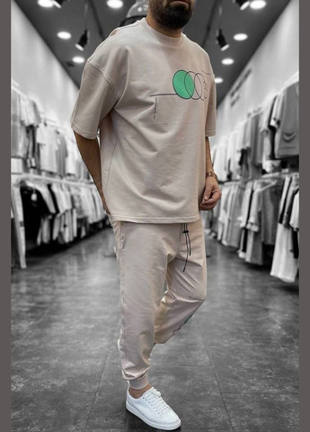 Бежевый летний спортивный костюм мужской бежевого цвета брючный Let's Shop