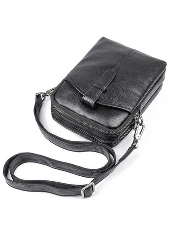 Шкіряна сумка крос боді чоловіча месенджер через плече чорна 14969 Vintage (329195413)