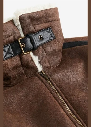 Коричневая дубленка H&M