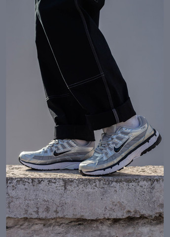 Срібні чоловічі кросівки найк p-6000 silver grey No Brand