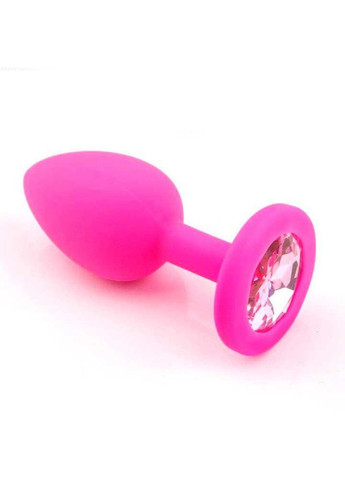 Рожева силіконова анальна пробка з кристалом - 2.7*7 см - Анальні іграшки No Brand (288539209)