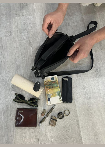 Чоловіча сумка з натуральної шкіри 3925-11BLACK чорна No Brand (370848043)