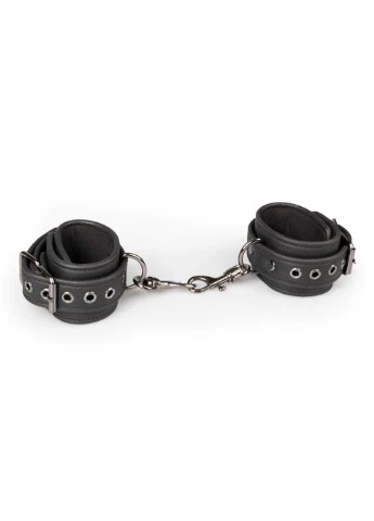 Манжеты с карабином, искусственная кожа, черные. EasyToys (383108762)