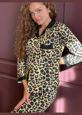 Комбинированная всесезон женская пижама 2479 (леопардовая) No Brand