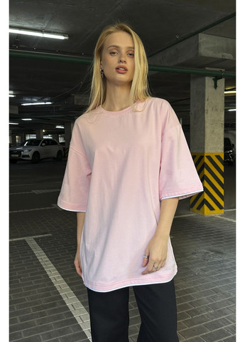 Розовая футболка мужская оверсайз с белыми вставками pink Taboo clothing company