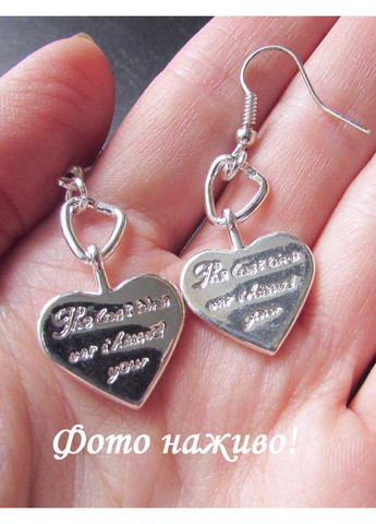 Посеребренные серьги сердца с надписью, 9673-2 No Brand (365833369)