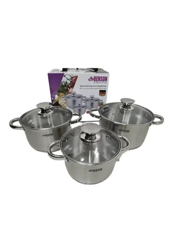 Набір каструль BN-198 із нержавіючої сталі з багатошаровим дном (5 шарів) з 6 предметів Benson (354805252)