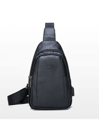 Мужская бананка сумка на грудь экокожа черная с USB Jeep (363135512)