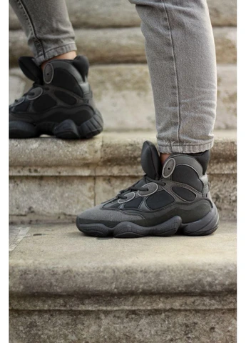 Черные демисезонные кроссовки мужские adidas yeezy boost 500 hight utility black адидас изи буст черные No Brand