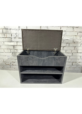 Банкетка для взуття в передпокій. Верхня частина відкривається. ДСП Вугільний камінь. Тканина шоколад. Шириною 60см. No Brand (366432047)