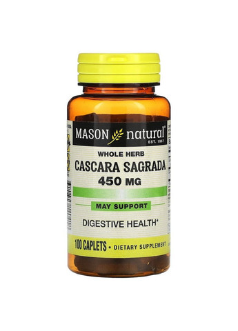 Натуральная добавка Whole Herb Cascara Sagrada, 100 каплет Mason Natural (293481546)