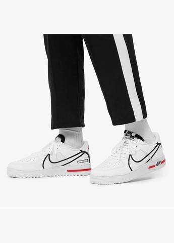 Білі кросівки air force 1 react white black red Nike