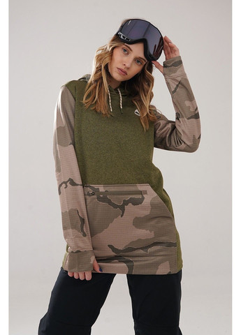Худі W OAK LONG PULLOVER HOODIE martini olive heather/barren camo - 20840-W21 Burton (358497925)