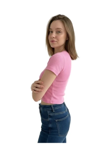 Жіноча однотонна футболка Чорний 42-46 (2447) Pink Daisy - (393595056)