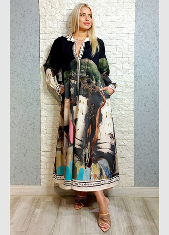 Чорна повсякденний, кежуал сукня а-силует New Collection з абстрактним візерунком