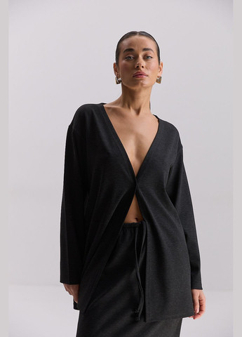 Жіночий трикотажний костюм зі спідницею і кардиганом графітовий Arjen (324392987)