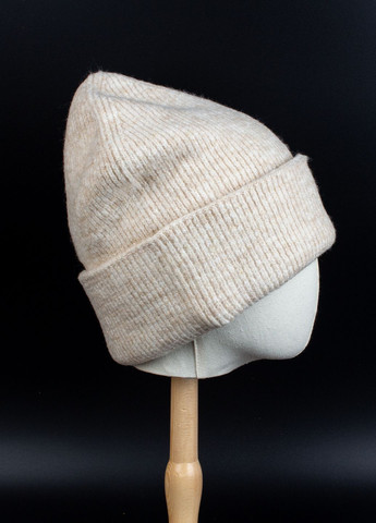 Женская шерстяная шапка бини оверсайз, бежевая (ivory) Corze HC6BZ (366420833)