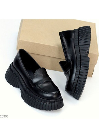 AVE Шкіряні лофери на платформі, чорні шкіряні туфлі, туфлі на платформі код 20306 лофери чорний з натуральна шкіра, україна — демісезон (360948569)