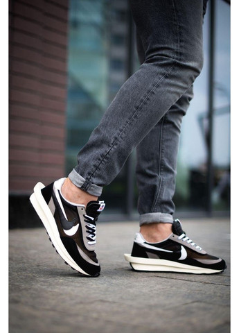 Чорні Осінні кросівки чоловічі nike ld waffle sacai black white 2 найк No Brand
