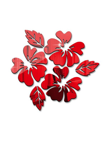 Червоні акрилові наклейки Три великі квітки з листочками Б225 - 3 No Brand (302242441)