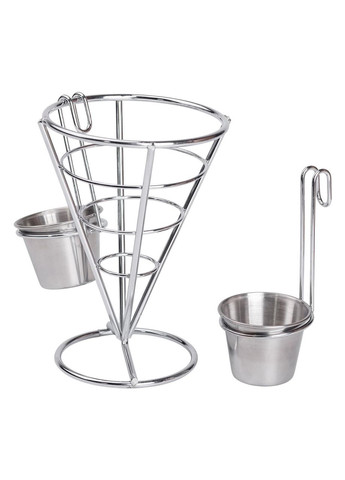 Кошик конусний для картоплі фрі з соусниками 15×15×13,5 см Сірий Zhongjing (360456900)