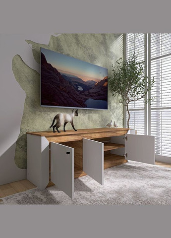 Тумба під телевізор Нордік ТВ1500 Білий + Дуб крафт золотий (DTM-5541) Еверест (315496308)