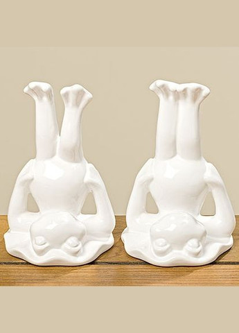 Статуетка жаба Чарльз біла кераміка h15см (7053600) Гранд Презент (282743488)