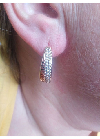 Серьги две параллели с греческим орнаментом 2.5 см золотистые love-shopping Xuping Jewelry (354657865)