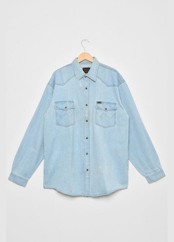 Сорочка чоловіча батальна джинсова світло-блакитного кольору Let's Shop (292630434)