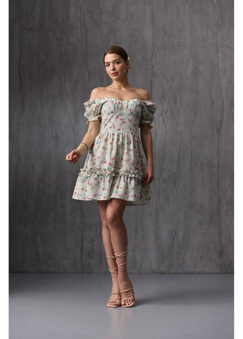 Айворі сукня міні з принтованого котону айворі Bessa