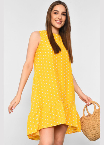 Желтое кэжуал платье женское летнее желтого цвета а-силуэт Let's Shop однотонное