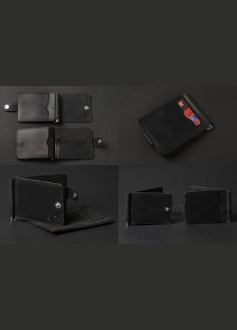 Затискач для купюр 13787 з вінтажній шкіри Чорний Shvigel (297129624)