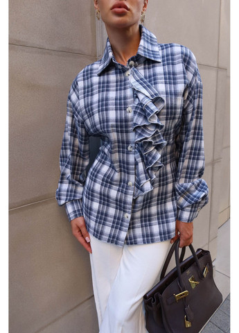 Стильна сорочка в клітинку кольору джинс Jadone Fashion (356174355)