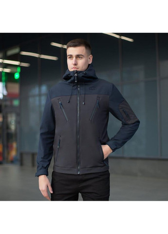 Черная демисезонная мужская демисезонная куртка softshell черная с темно-синим Freedom